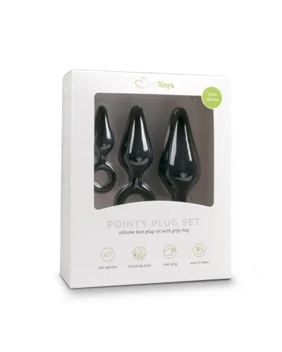 Lot de 3 plugs Pointy 10 x 4.5 cm Noir pas cher