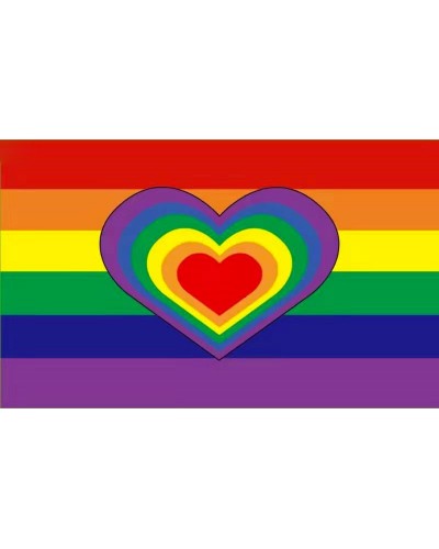 Drapeau Rainbow Heart 90 x 150cm sur la Boutique du Hard