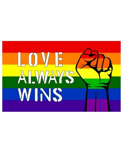 Drapeau Rainbow Love Always Wins 90 x 150cm sur la Boutique du Hard