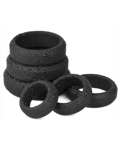 Lot de 6 cockrings Silicone Hyperion Noir pas cher