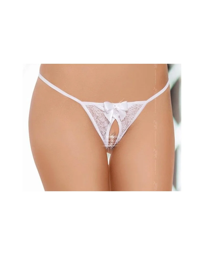 String ficelle blanc avec noeud - Ouvert sur l'entrejambe sur la Boutique du Hard