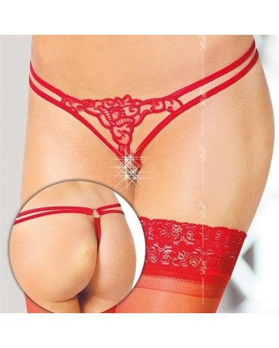 String ouvert Dominika - Rouge sur la Boutique du Hard