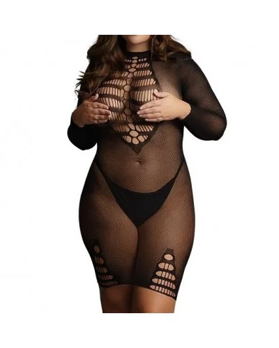 Robe sexy Grande Taille LONG SLEEVE Noire sur la Boutique du Hard