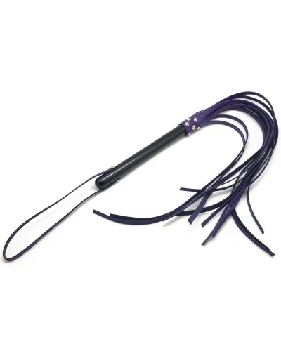 Martinet Long Lanieres en cuir et Manche en bois 80cm Violet-Noir pas cher