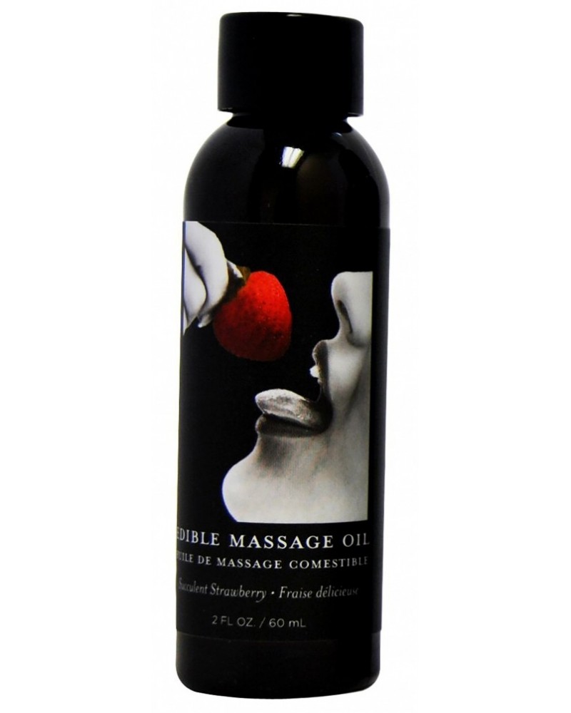 Huile de massage comestible Fraise 60ml sextoys et accessoires sur La Boutique du Hard