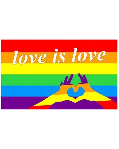 Drapeau Rainbow Love is Love Coeur 90 x 150cm sextoys et accessoires sur La Boutique du Hard