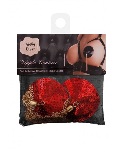 Cache-Tétons Sequin avec Chaîne Nipple Couture Rouge sextoys et accessoires sur La Boutique du Hard