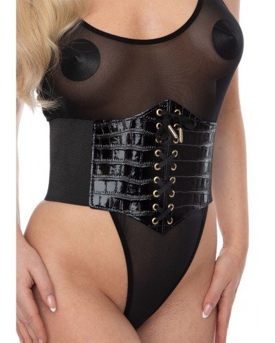 Corset À Lacets Croco Cinchery Noir sextoys et accessoires sur La Boutique du Hard