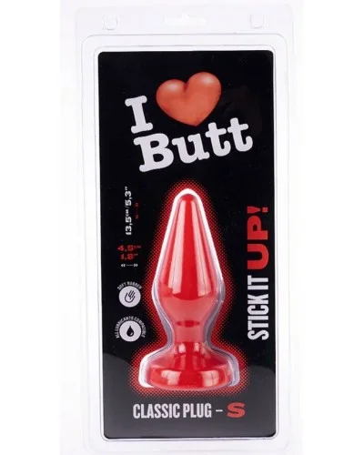 Plug Classic S I Love Butt 11 x 4.3 cm Rouge sextoys et accessoires sur La Boutique du Hard