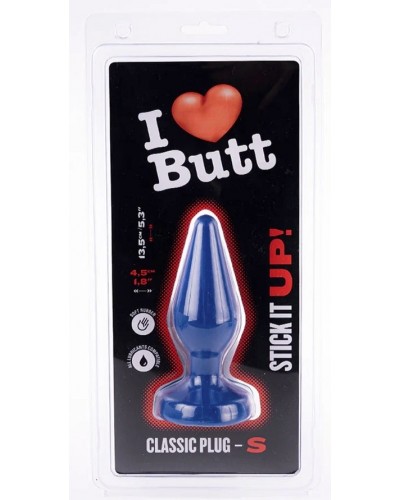 Plug Classic S I Love Butt 11 x 4.3 cm Bleu sextoys et accessoires sur La Boutique du Hard