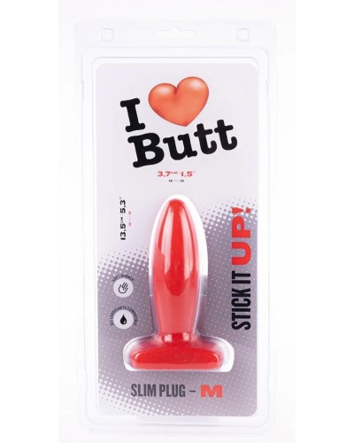 Plug Slim M I Love Butt 11 x 3.7 cm Rouge sextoys et accessoires sur La Boutique du Hard