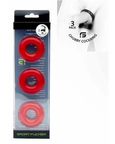 Lot de 3 cockrings Chubby Rouge sextoys et accessoires sur La Boutique du Hard