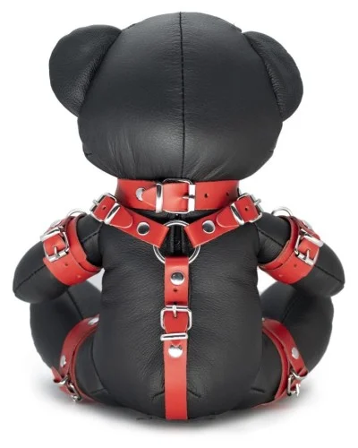 Ours en cuir EDDY The BDSM Teddy Bear Rouge + Boite sextoys et accessoires sur La Boutique du Hard