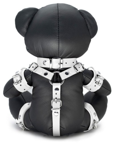 Ours en cuir EDDY The BDSM Teddy Bear Blanc + Boite sextoys et accessoires sur La Boutique du Hard