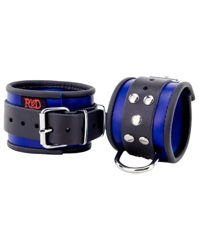 Menotte en cuir - Bleu/ Noir sextoys et accessoires sur La Boutique du Hard